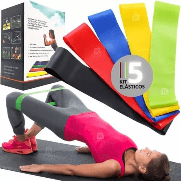 Kit de 5 Elásticos para Exercícios Funcionais – FlexFit Pro