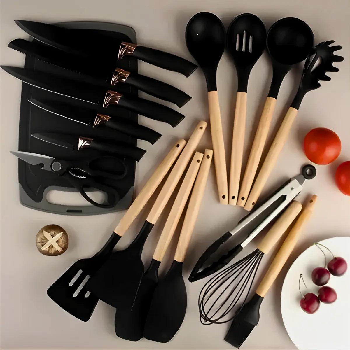 Conjunto Gourmet de Utensílios de Silicone - 19 Peças