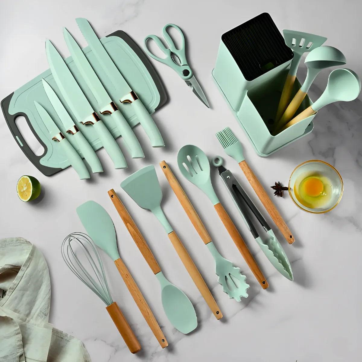 Conjunto Gourmet de Utensílios de Silicone - 19 Peças