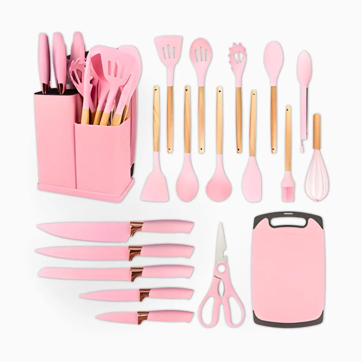 Conjunto Gourmet de Utensílios de Silicone - 19 Peças