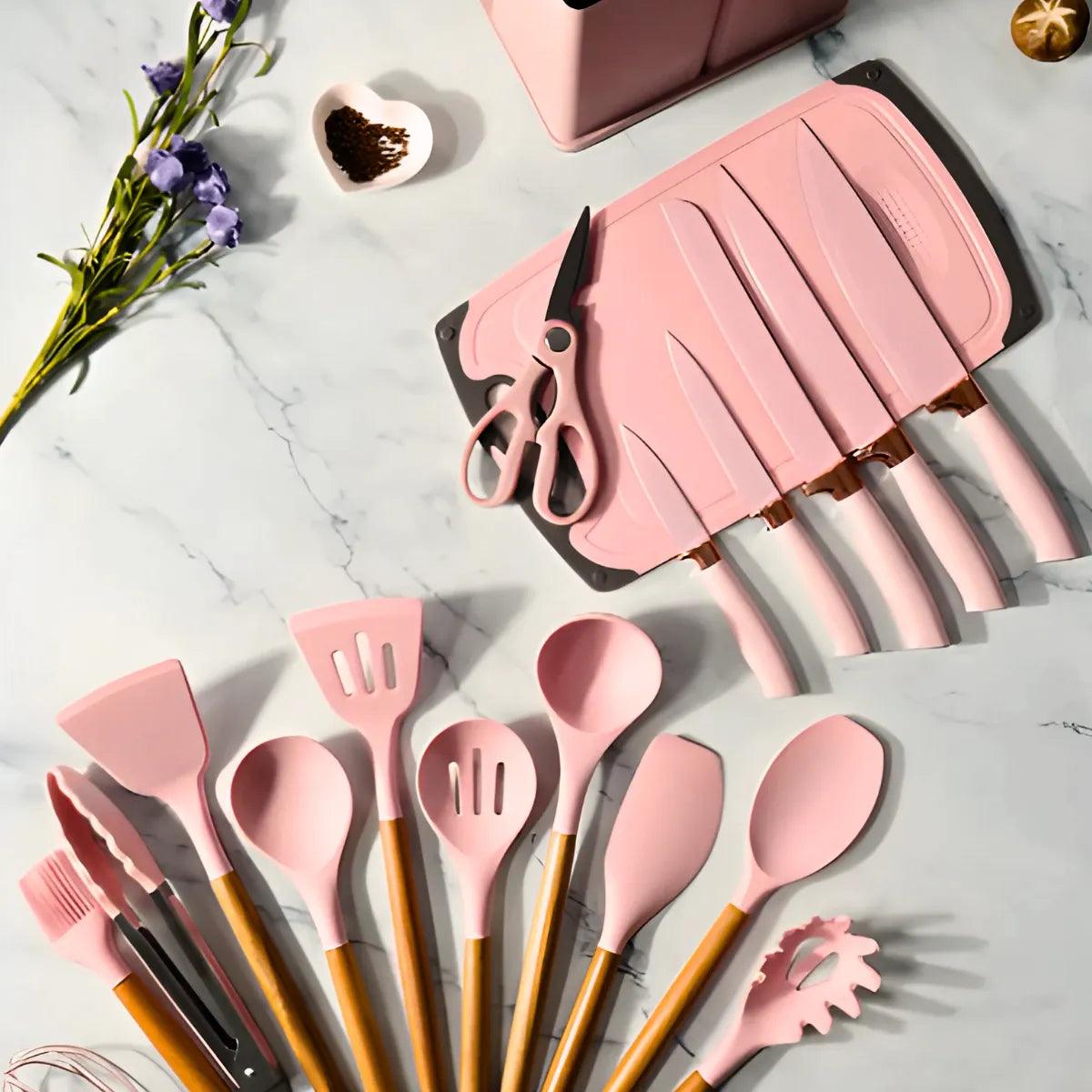 Conjunto Gourmet de Utensílios de Silicone - 19 Peças