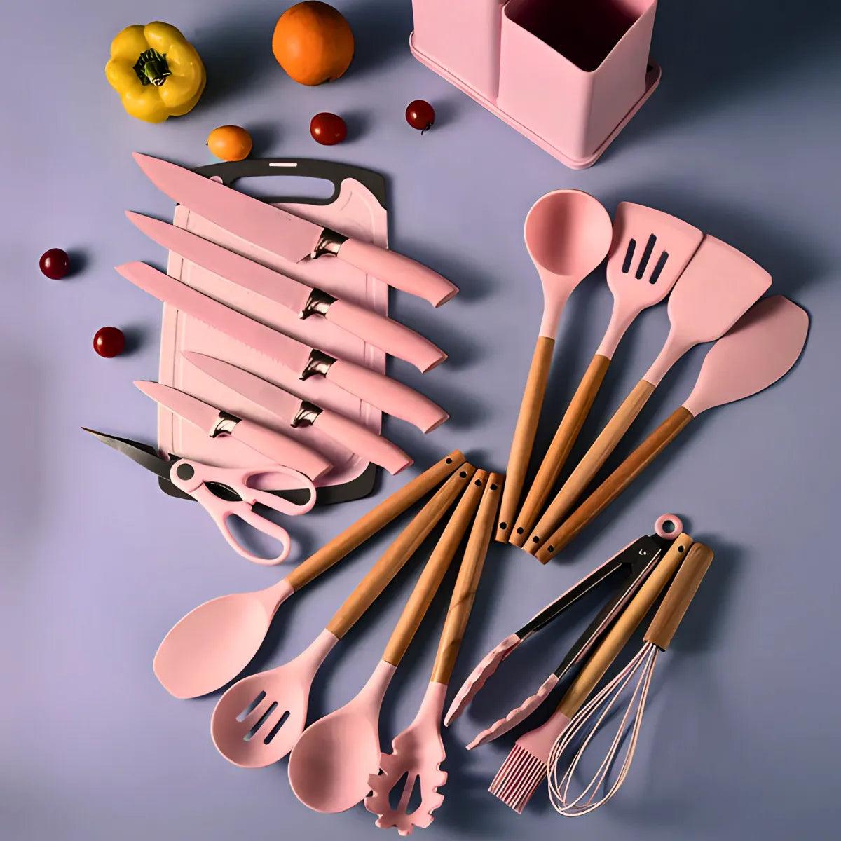 Conjunto Gourmet de Utensílios de Silicone - 19 Peças