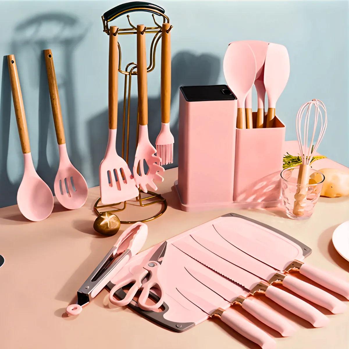 Conjunto Gourmet de Utensílios de Silicone - 19 Peças