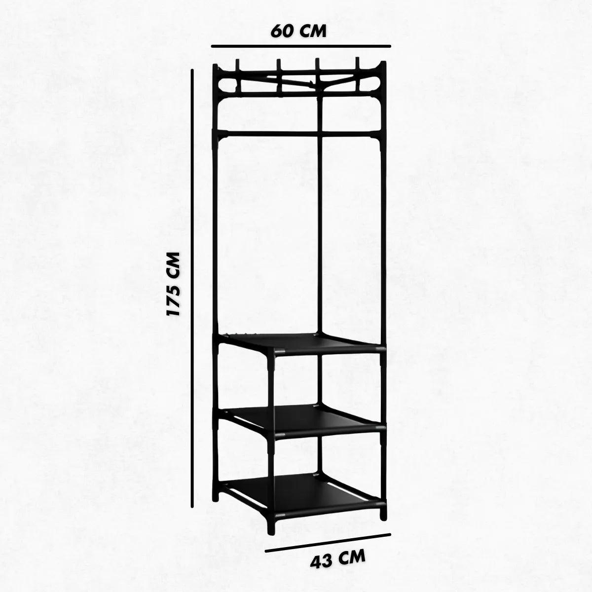 Arara Organize Mais - Cabideiro de Canto com 3 Prateleiras